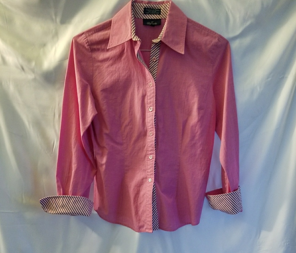 Façonnable Preppy Pink Long Sleeve Shirt, Size S
